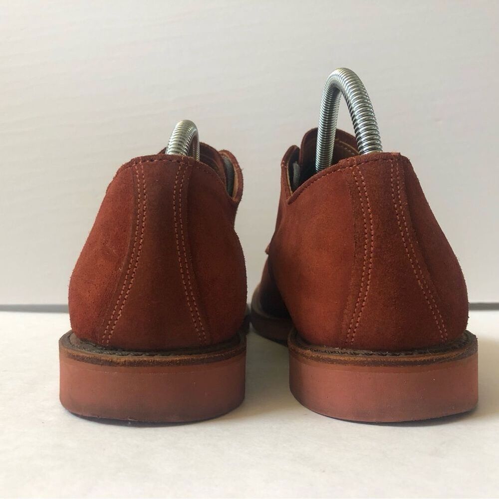 VTG WALK-OVER Men 10 Lace Up Red Suede Oxford Retro Derby Shoes USA Academia 50s - Picture 4 of 16